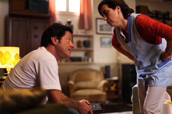 Joaquín de Almedia y Rita Blanco en las caracterizaciones estelares de José Ribeiro y María. (Foto: prensa Cineplex)