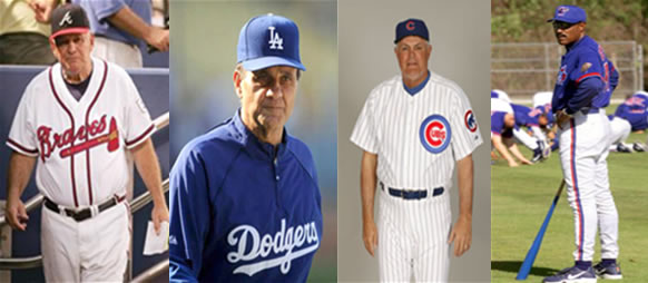 De izquierda a derecha, Bobby Cox, Joe Torre, Lou Piniella y Cito Gaston.