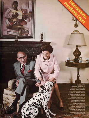 6. El expresidente López, su esposa y su perra Lara en la revista Ceomos