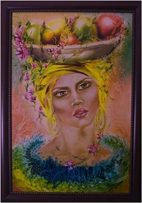 Las obras de la artista representan a Colombia por su alegría, colorido, movimiento, sutileza, y originalidad. Muestra una Colombia tropical con frutas, flores, figuras femeninas elaboradas con una técnica muy particular como resultado de su investigación y su trabajo.