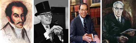 Antonio Nariño, Alberto Lleras, Alvaro Gómez Hurtado y Eduardo Santos.