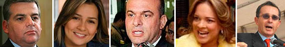 De La Espriella, Vicky Dávila, Salvatore Mancuso, Elionora Pineda y Presidente Uribe.