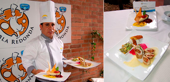 William López: ganador del cuarto concurso Tabla Redonda Alpina. Su plato:Timbal de gallina con tilsit ahumado y almendras en salsa limonaria