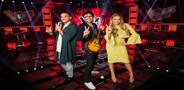 Maluma, Andrés Cepeda y Fanny Lu, de nuevo como los jurados de la Voz Kids. (Foto: Prensa-Canal-Caracol)