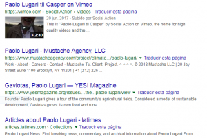 Informes sobre el Prtofesor Lugari, en Google